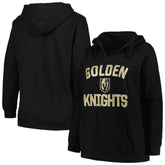 NHL Black Vegas Golden Knights Profile Women's Plus Size Arch Over Logo Pullover Hoodie
