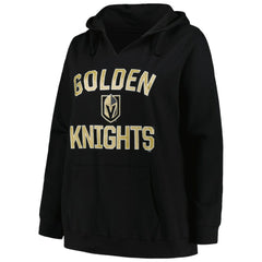 NHL Black Vegas Golden Knights Profile Women's Plus Size Arch Over Logo Pullover Hoodie