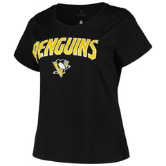 NHL Black Pittsburgh Penguins Profile Women's Plus Size Arch Over Logo T-Shirt