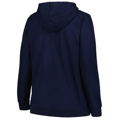 NHL Deep Sea Blue Seattle Kraken Profile Women's Plus Size Arch Over Logo Pullover Hoodie