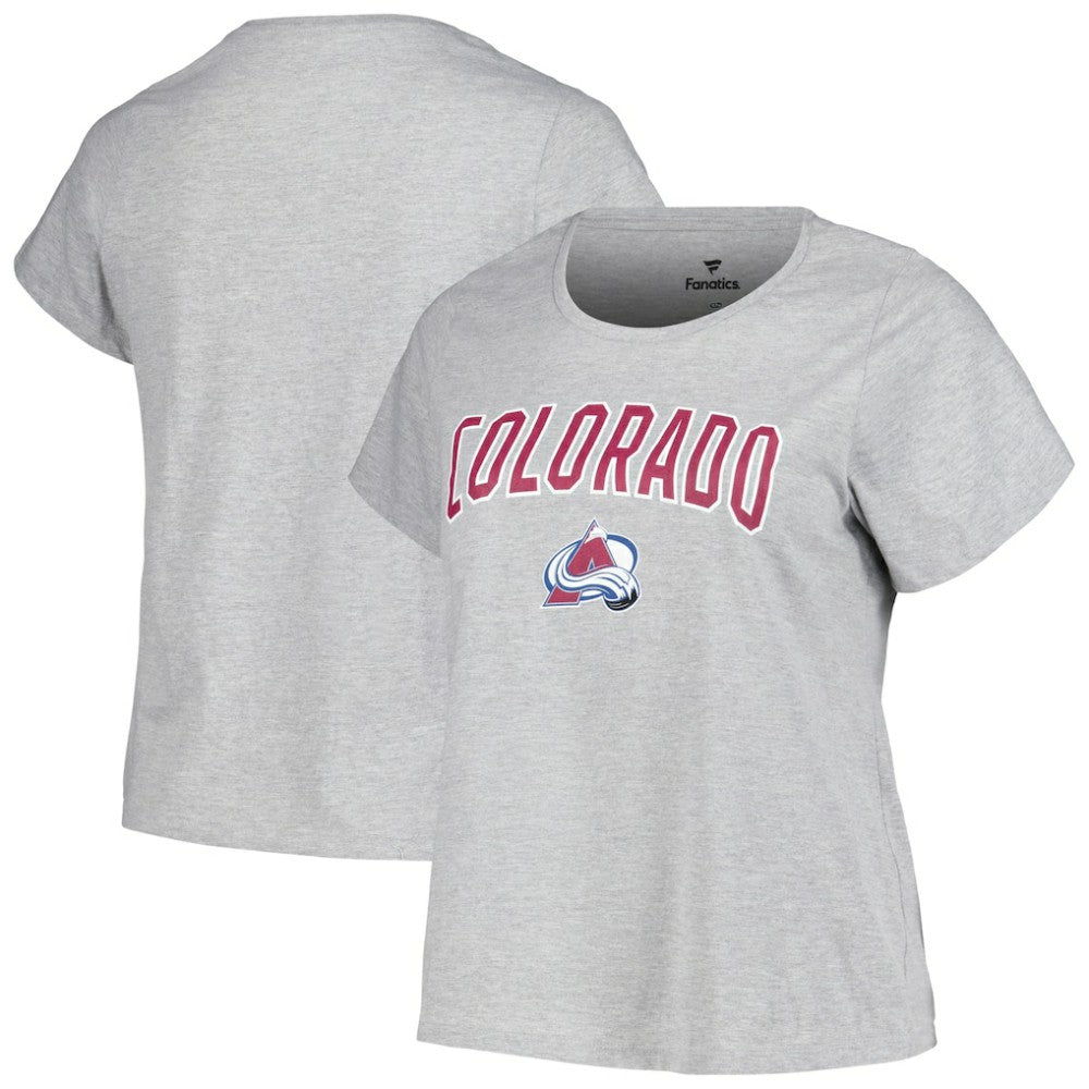 NHL Heather Gray Colorado Avalanche Profile Women's Plus Size Arch Over Logo T-Shirt