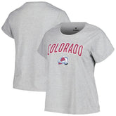 NHL Heather Gray Colorado Avalanche Profile Women's Plus Size Arch Over Logo T-Shirt