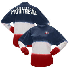 NHL Navy/Red Montreal Canadiens Fanatics Women's Ombre Long Sleeve T-Shirt