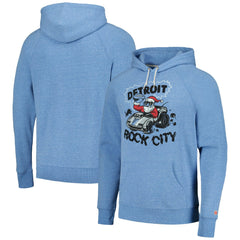 Homage Unisex Holiday Raglan Tri-Blend Pullover Hoodie - Detroit Lions