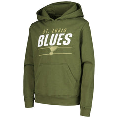 NHL Olive St. Louis Blues Levelwear Youth Podium Fleece Pullover Hoodie