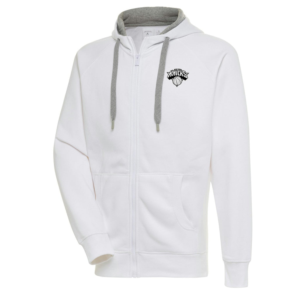 NBA New York Knicks Antigua Metallic Logo Victory Raglan Full-Zip Hoodie