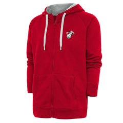 NBA Miami Heat Antigua Metallic Logo Victory Raglan Full-Zip Hoodie
