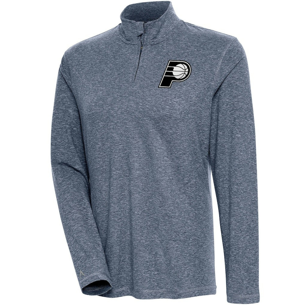 NBA Indiana Pacers Antigua Women's Brushed Metallic Comfort Quarter-Zip Pullover Top - Heather Navy sale