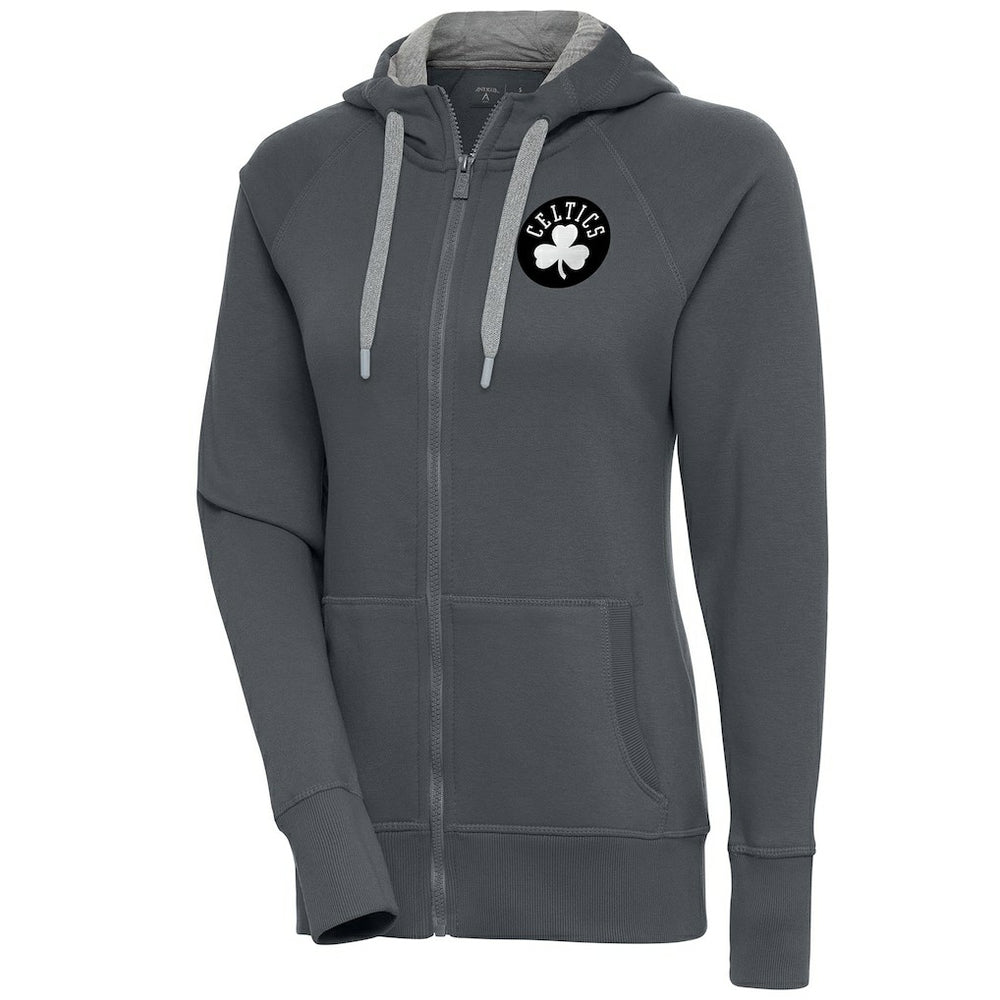 NBA Boston Celtics Antigua Women's Brushed Metallic Victory Full-Zip Hoodie - Charcoal for sale