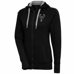 NBA Milwaukee Bucks Antigua Women's Brushed Metallic Victory Full-Zip Hoodie - Black shop