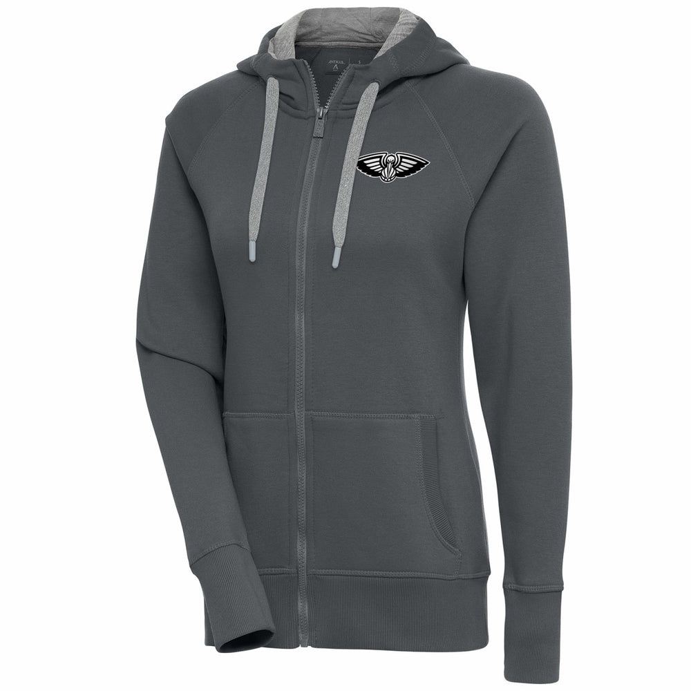 NBA New Orleans Pelicans Antigua Women's Brushed Metallic Victory Full-Zip Hoodie - Charcoal sale