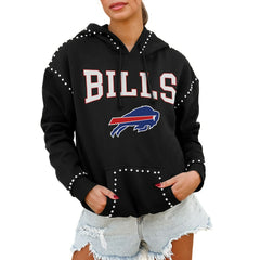 Gameday Couture Women's Oversized Catch the Vibe Studded Pullover Hoodie - Buffalo Bills