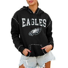 Gameday Couture Women's Oversized Catch the Vibe Studded Pullover Hoodie - Philadelphia Eagles