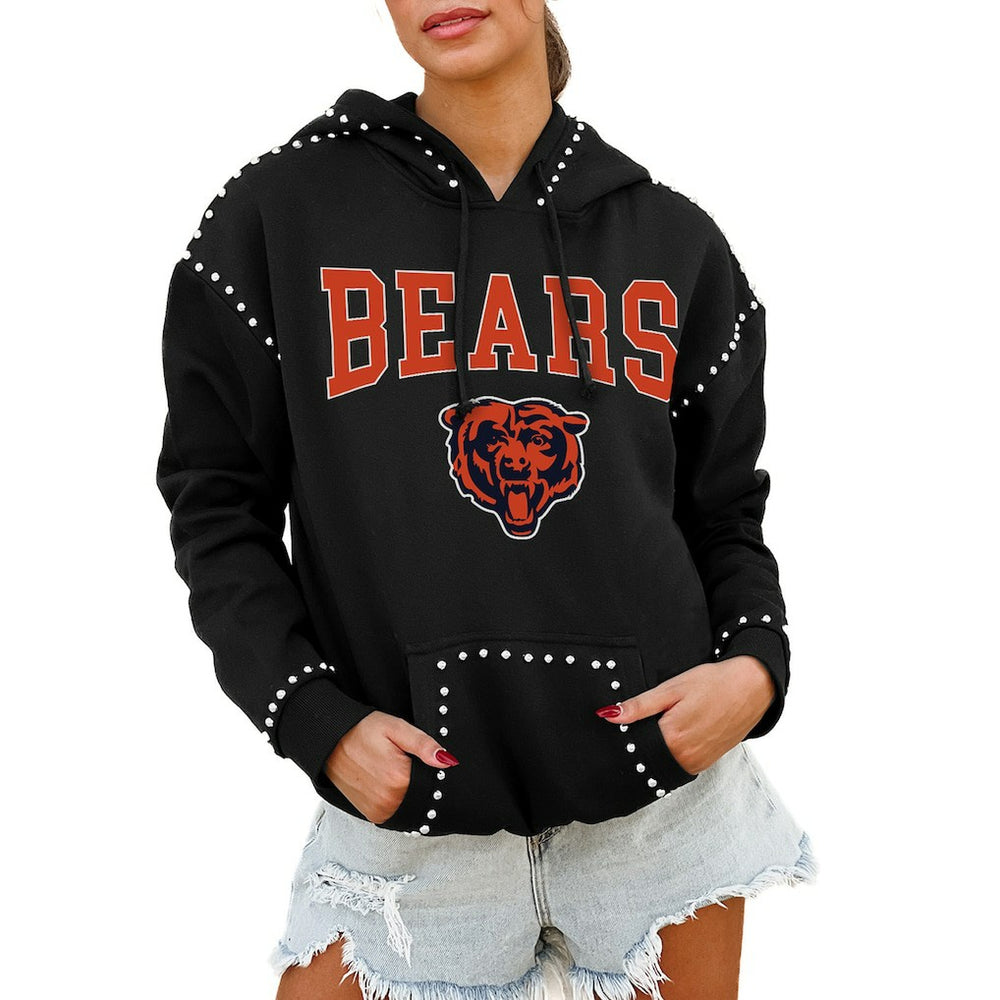 Gameday Couture Women's Oversized Catch the Vibe Studded Pullover Hoodie - Chicago Bears
