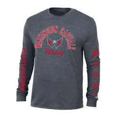NHL Heather Navy Washington Capitals Champion Multi-Logo Tri-Blend Long Sleeve T-Shirt