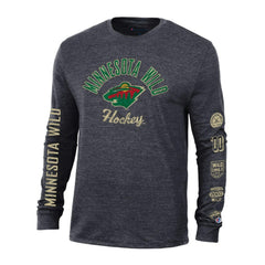 NHL Heather Black Minnesota Wild Champion Multi-Logo Tri-Blend Long Sleeve T-Shirt