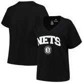 NBA Brooklyn Nets Profile Women's Plus Size Arch Over Logo V-Neck T-Shirt