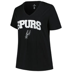 NBA San Antonio Spurs Profile Women's Plus Size Arch Over Logo V-Neck T-Shirt