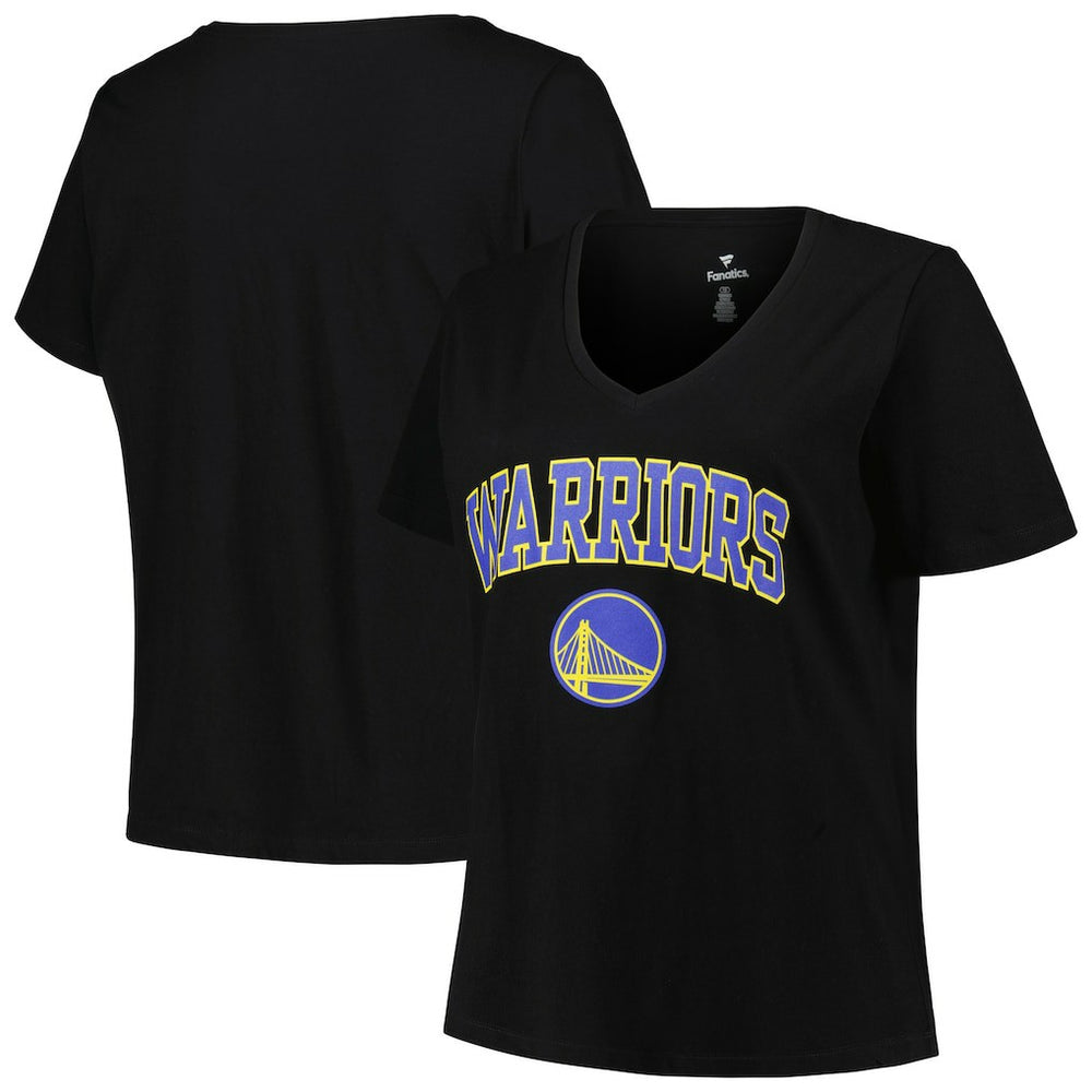 NBA Golden State Warriors Profile Women's Plus Size Arch Over Logo V-Neck T-Shirt sale