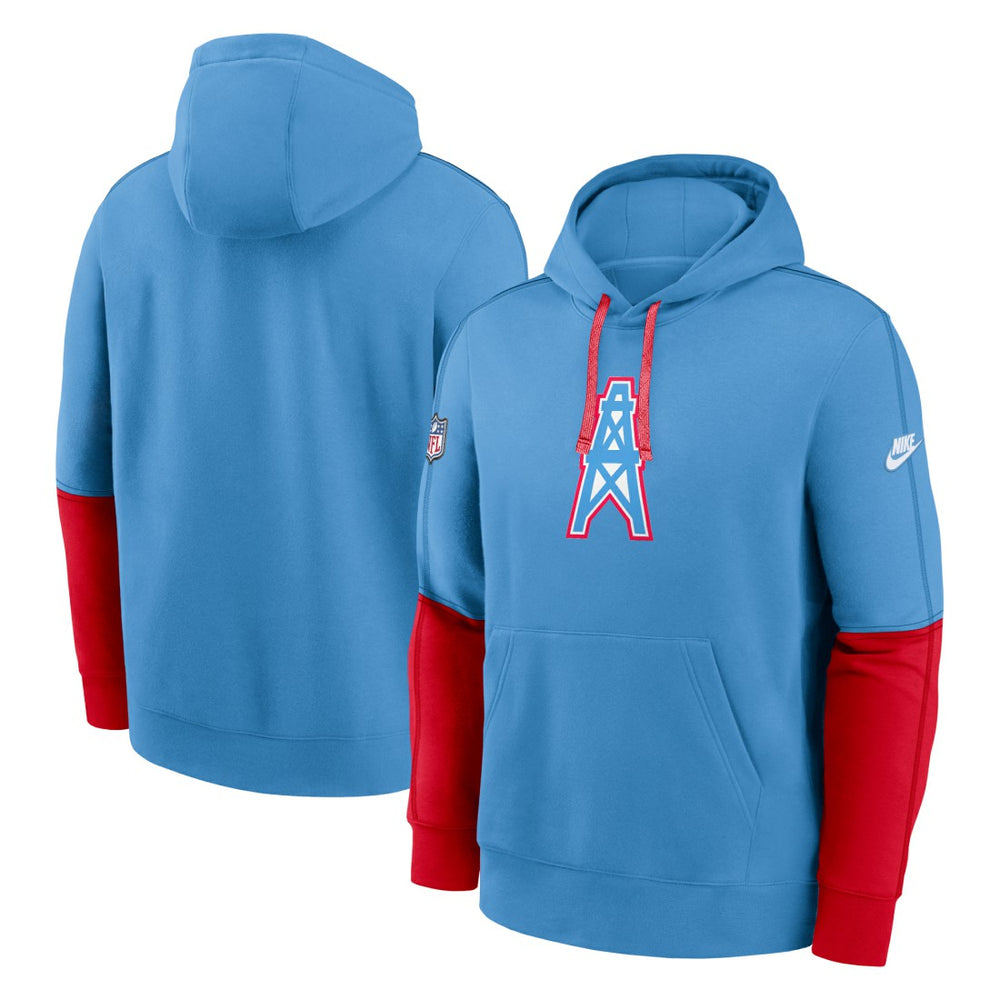 Oilers Throwback Alternate Logo Club Tri-Blend Pullover Hoodie - Tennessee Titans