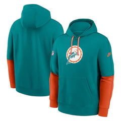 Throwback Logo Club Tri-Blend Pullover Hoodie - Miami Dolphins