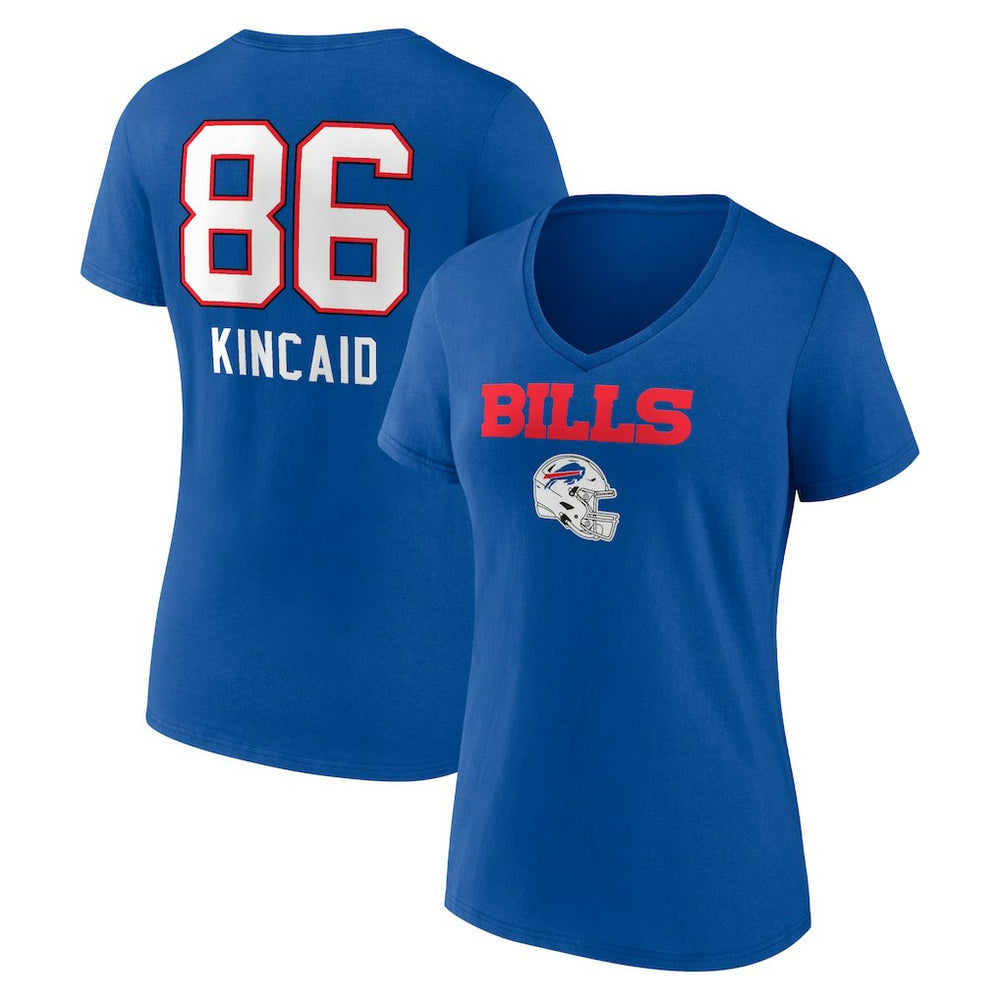 Dalton Kincaid Women's Team Wordmark Player Name & Number V-Neck T-Shirt - Buffalo Bills
