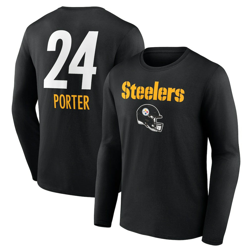 Joey Porter Jr. Team Wordmark Player Name & Number Long Sleeve T-Shirt - Pittsburgh Steelers