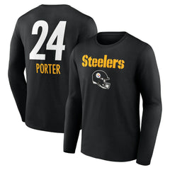 Joey Porter Jr. Team Wordmark Player Name & Number Long Sleeve T-Shirt - Pittsburgh Steelers