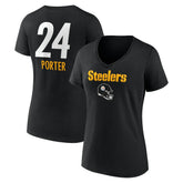 Joey Porter Jr. Women's Team Wordmark Player Name & Number V-Neck T-Shirt - Pittsburgh Steelers