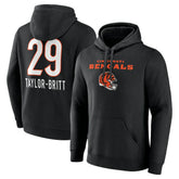 Cam Taylor-Britt Team Wordmark Player Name & Number Pullover Hoodie - Cincinnati Bengals
