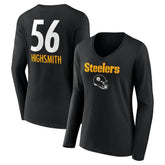 Alex Highsmith Women's Team Wordmark Player Name & Number Long Sleeve V-Neck T-Shirt - Pittsburgh Steelers