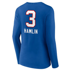 Damar Hamlin Women's Team Wordmark Player Name & Number Long Sleeve V-Neck T-Shirt - Buffalo Bills