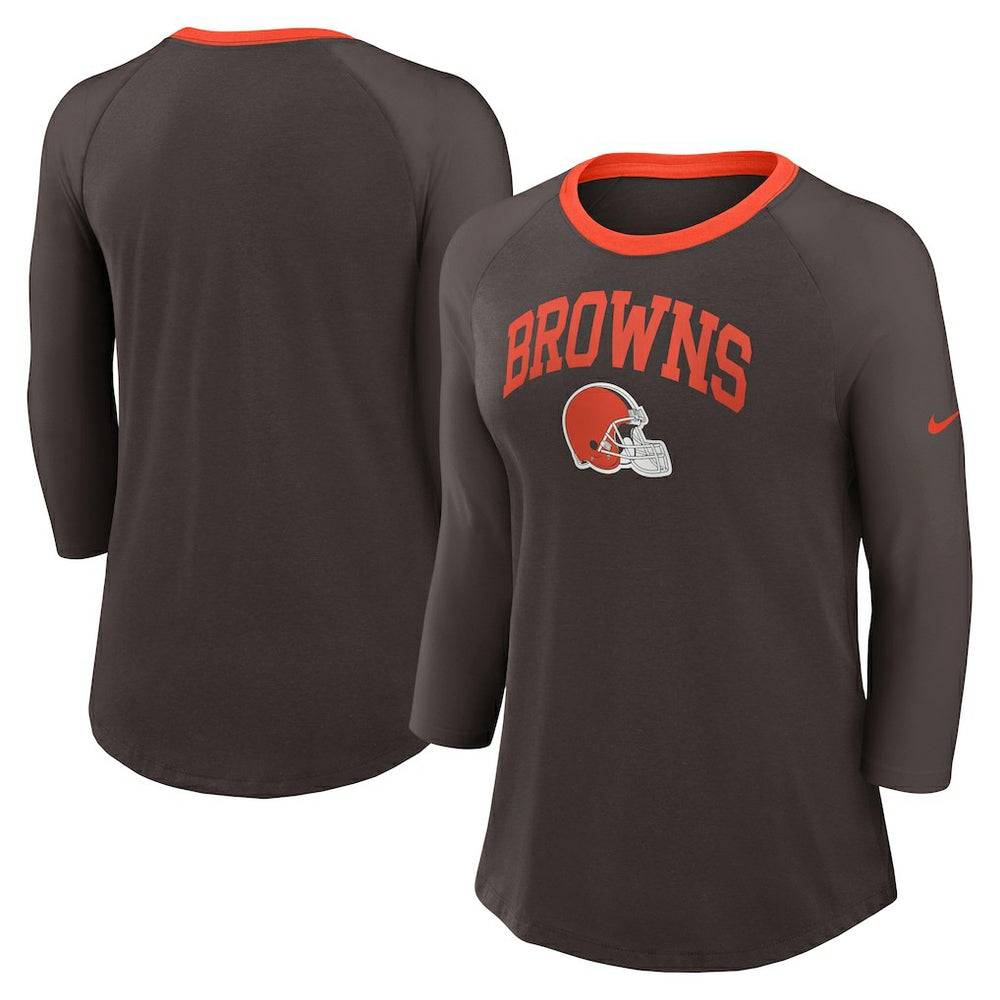 Women's 3/4 Sleeve Raglan Fashion Top - Cleveland Browns