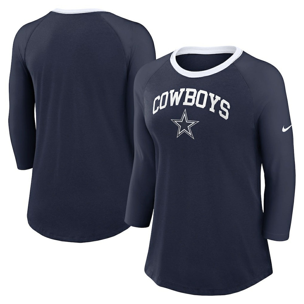 Women's 3/4 Sleeve Raglan Fashion Top - Dallas Cowboys