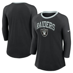 Women's 3/4 Sleeve Raglan Fashion Top - Las Vegas Raiders