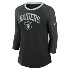 Women's 3/4 Sleeve Raglan Fashion Top - Las Vegas Raiders