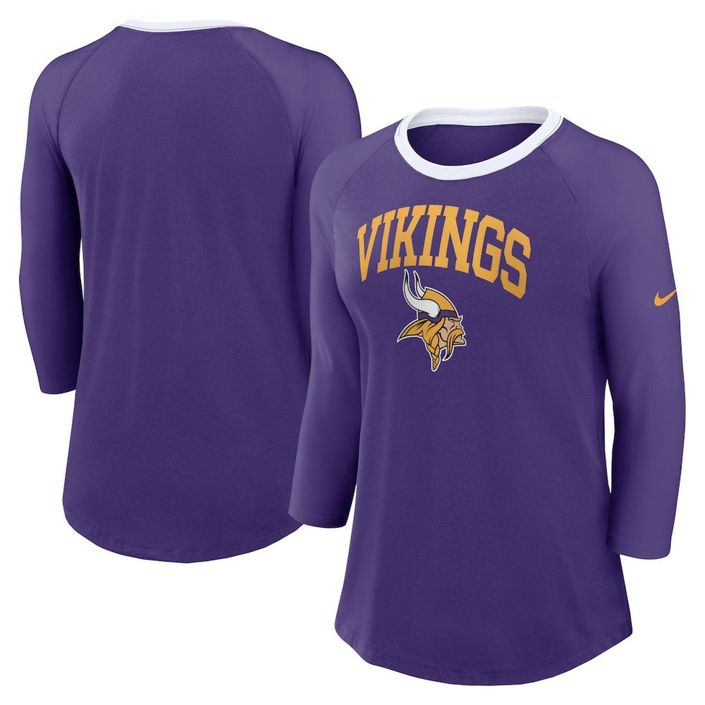 Women's 3/4 Sleeve Raglan Fashion Top - Minnesota Vikings