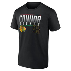 NHL Black Connor Bedard Chicago Blackhawks Fanatics Name & Number T-Shirt