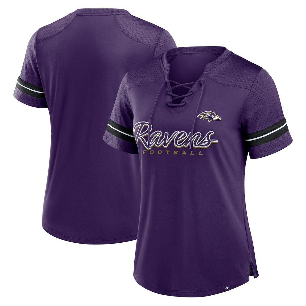 Women's Play Script Lace-Up T-Shirt - Baltimore Ravens