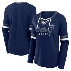 Women's Won and Done Lace-Up Long Sleeve Fashion Top - Dallas Cowboys
