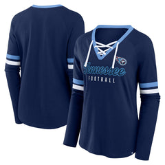 Women's Won and Done Lace-Up Long Sleeve Fashion Top - Tennessee Titans