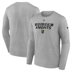 NHL Heather Gray Vegas Golden Knights Fanatics Authentic Pro Core Primary Long Sleeve T-Shirt