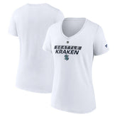NHL White Seattle Kraken Fanatics Women's Authentic Pro Core Primary V-Neck T-Shirt