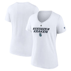 NHL White Seattle Kraken Fanatics Women's Authentic Pro Core Primary V-Neck T-Shirt