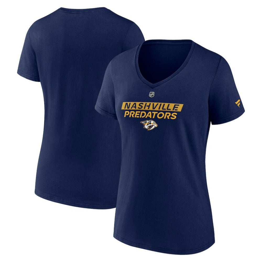 NHL Navy Nashville Predators Fanatics Women's Authentic Pro Core Primary V-Neck T-Shirt