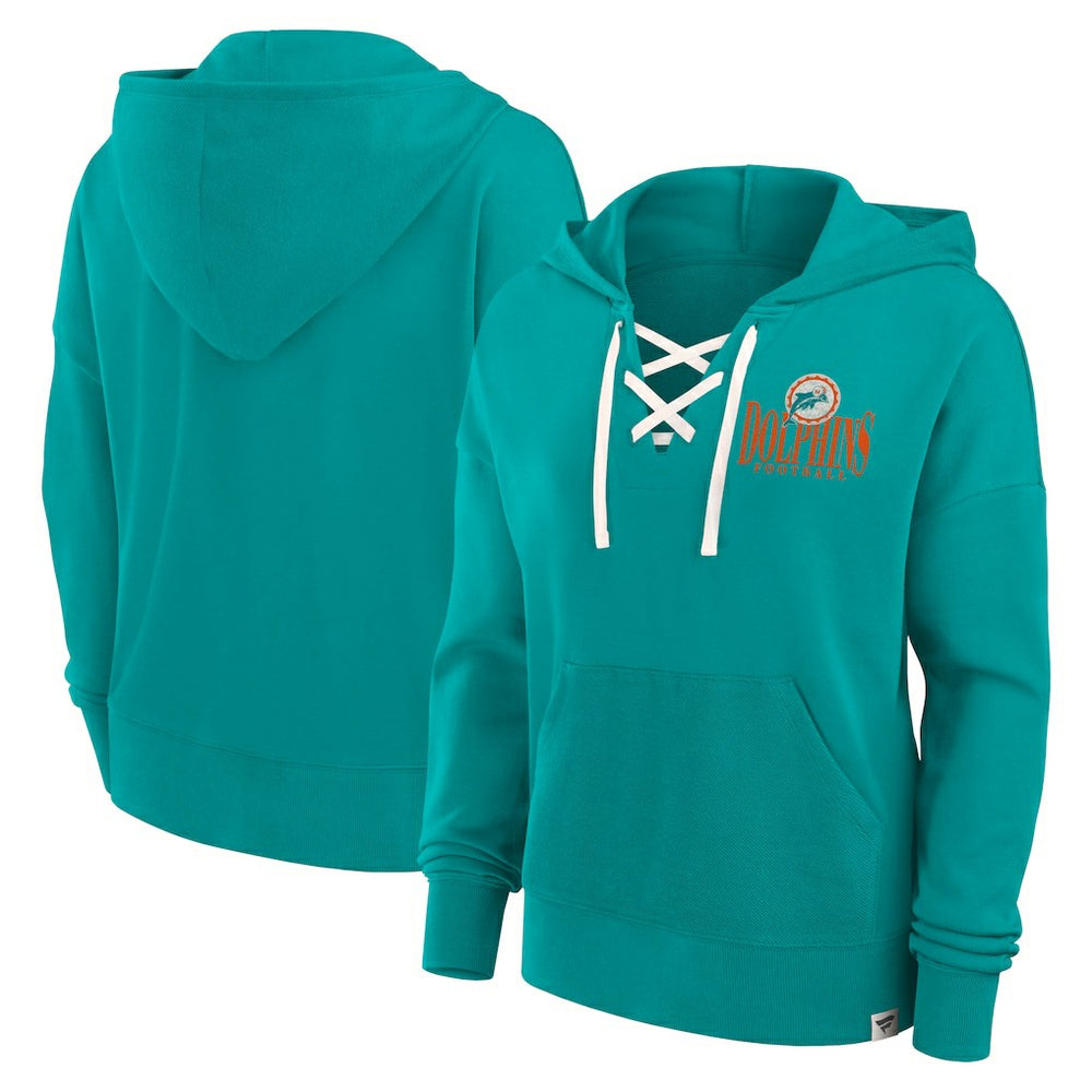 Women's Blitz Left Lace-Up Pullover Hoodie - Miami Dolphins