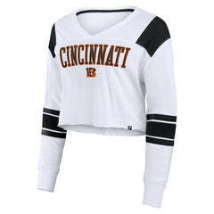 Women's Stretch Cropped Fashion Long Sleeve T-Shirt - Cincinnati Bengals