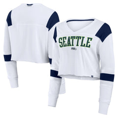 Women's Stretch Cropped Fashion Long Sleeve T-Shirt - Seattle Seahawks