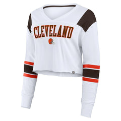 Women's Stretch Cropped Fashion Long Sleeve T-Shirt - Cleveland Browns