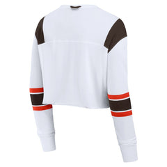 Women's Stretch Cropped Fashion Long Sleeve T-Shirt - Cleveland Browns